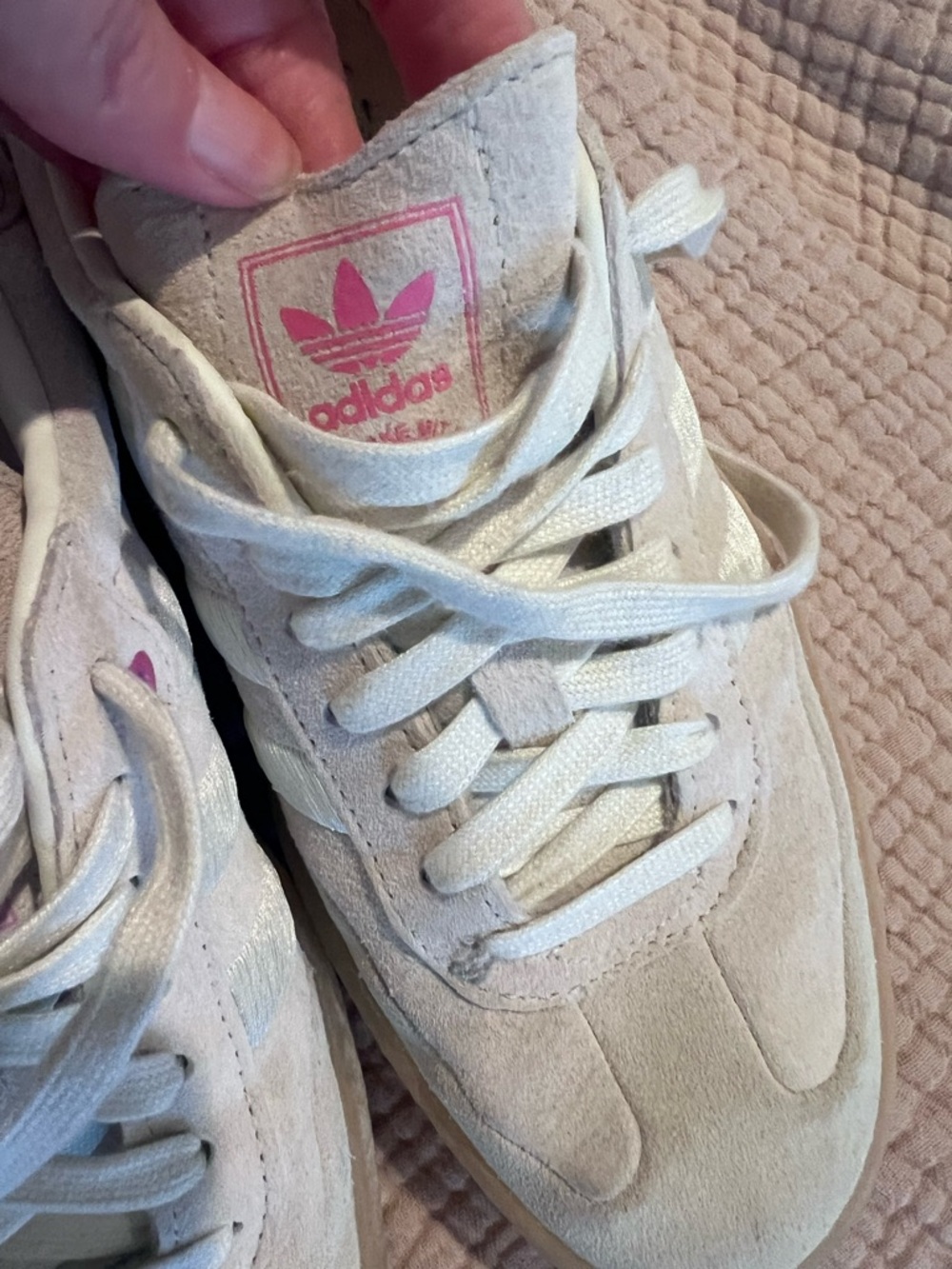 adidas Samba Suede Sneakers - Cream with Pink Accents - Picture 13 of 14
